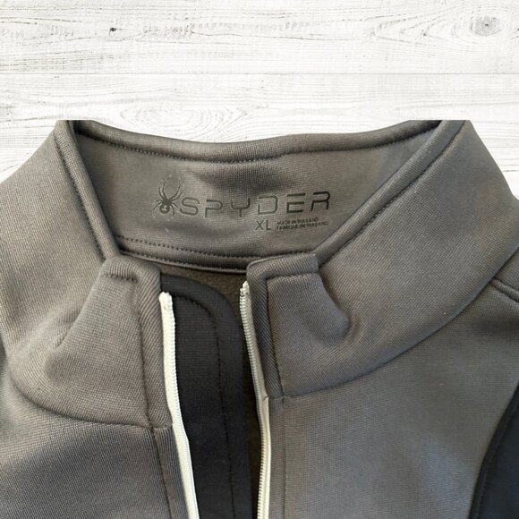 Spyder Charger Therma Quarter Zip Stretch T-Neck Black and Grey Coat XL - Picture 3 of 4